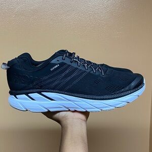 Hoka One One Clifton 6 Men’s Running Sneakers Black And White Size 14
